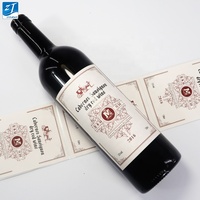 Impresión de botella de vino rojo pegatinas cerveza impermeable estampado en caliente de la hoja de oro de vino blanco etiqueta privada personalizada etiqueta de vino