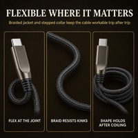 Câble tressé USB-C vers USB-C 240W 48V 5A PD 3.1 à charge rapide avec affichage numérique pour ordinateur portable de voyage, service OEM