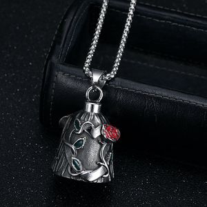 yunnique Retro Steel Bell Pendant Necklace With Rose Design <b>Titanium</b> Steel Gift Jewelry - Product Image 1