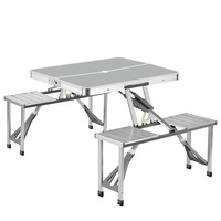Ensemble table et chaises pliantes portables en alliage d'aluminium, 4 pièces, mobilier d'extérieur pour camping, pique-niques, stand de rue, repas