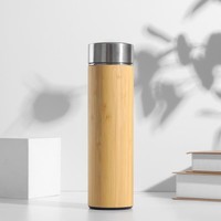 Vaso Térmico de Acero Inoxidable y Bambú, Portátil, Económico, de 350ml, 450ml, 500ml, 600ml, para Oficina, Venta al Por Mayor