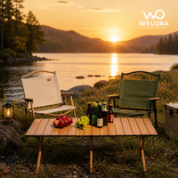 Table pliante en bois de hêtre esthétique Walnut-Roll 120 cm, table de camping en plein air