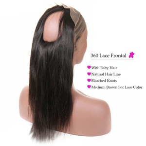 Closure frontale 360 en dentelle 100% cheveux humains, cheveux indiens lisses, avec baby hair - Product Image 3