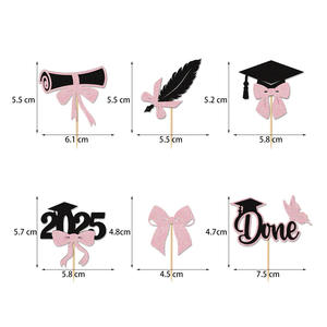 2025 Graduation Saison Cupcake Carte Graduation Fille avec Arc et Diplôme Docteur Cap Cuisson Utiliser des Fournitures <span class=keywords><strong>de</strong></span> Fête pour les Fêtes - Product Image 5