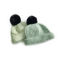 Bonnet personnalisé en acrylique côtelé avec pompon pour bébé, couleur bonbon, chaud et extensible, idéal pour l'extérieur en hiver