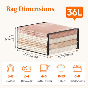 Cajas de sábanas y ropa para el hogar, bolsas de vacío transparentes <span class=keywords><strong>con</strong></span> <span class=keywords><strong>cremallera</strong></span>, Polymailers, bolsita de almacenamiento de ropa sucia personalizada, Plástico - Product Image 2