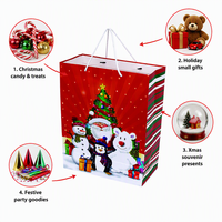 Sacs cadeaux en papier de Noël CS67 avec poignée, imprimé de dessin animé du Père Noël pour l'emballage de cadeaux de fête