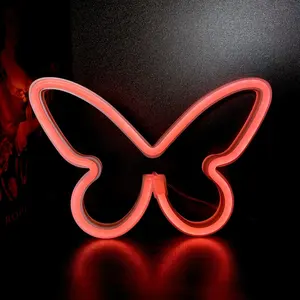 Butterfly Led Neon Lights Battery Operated Wall Art Sign For Kids Bedroom Home Party Decoration