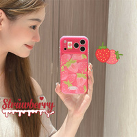 Coque de téléphone motif fraise fraîche et poire des neiges pour iPhone 18 Pro 17 16 Pro Max 15 Pro – Étui antichoc esthétique aux fruits mignons