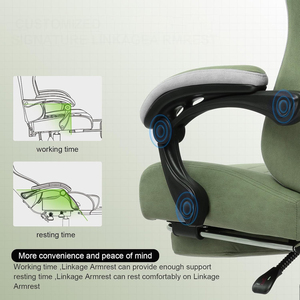 Ergonomic Grey Gaming Chair Fabric Swivel Chair with <b>Footrest</b> & Cold Cure Foam Reclining & Revolving Features for Gamers - Product Image 3