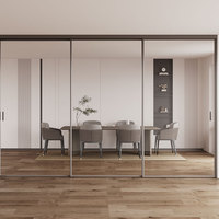 Porte coulissante moderne insonorisée et économe en énergie en aluminium avec verre trempé pour chambre, salle de bain, école, salle à manger et patio - Modèle 2026