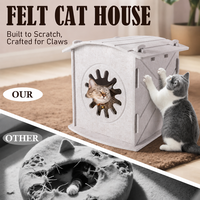 Nichoir pour chat en feutre, chauffant, couvert, portable, résistant aux griffures, isolation thermique, design moderne et élégant pour petits animaux
