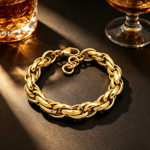 Bracelet cubain pour homme en acier inoxydable noir canon de fusil de haute qualité, hypoallergénique, chaîne massive martelée, fermoir réglable, mode masculine - Product Image 1