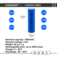 Batterie lithium-ion, Rechargeable, 18650, Lifepo4, 3.2V, 1800mah, pour stockage d'énergie solaire, système d'alimentation de secours UPS