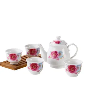 Elegante Keramik rosa Blume Porzellan Tee tasse Teekanne Set