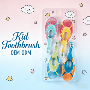 Brosse à dents ergonomique pour tout-petits avec anneau antidérapant, manche en silicone sûr, brosse à dents souple, ensemble de brosses à dents OEM - Product Image 1