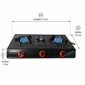 Table de cuisson à gaz 3 brûleurs avec <span class=keywords><strong>plaque</strong></span> auxiliaire, 2 grandes et 1 petite, flamme bleue haute efficacité pour grande maison, famille, restaurant - Product Image 2