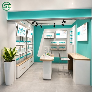 Diseño de Tienda de Cosméticos con Unidades de Exhibición de Pared y Mesa Central Tipo Isla - Product Image 4