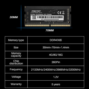 Oscoo <span class=keywords><strong>Ddr</strong></span> Memoria Ram Ddr4 4Gb 8Gb 16Gb 32Gb Laptop Pc Gaming 2400 2666 3200Mhz Memoria Ram Accesorios de computadora - Product Image 3