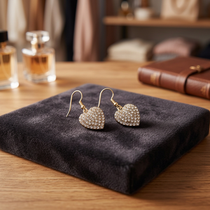 Silver Luxury White Heart Shaped <b>Pierced</b> Drop <b>Earrings</b> Women Gemstone Handmade Gift Wholesale Bulk Lot - Product Image 2