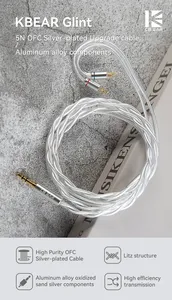 Cable de equilibrio Chapado en plata de cobre libre de oxígeno de alta pureza KBEAR <span class=keywords><strong>Glint</strong></span> 5N con enchufe de 3,5/4,4mm 2Pin/QDC/MMCX para KZ ZSN PRO X - Product Image 2