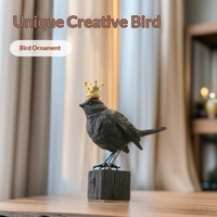 Ornements en résine synthétique en forme d'oiseaux, sculptures d'animaux simulés, décoration créative pour la maison, artisanat pour bureau et salle d'étude