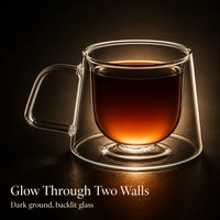 Mug à café moderne en verre borosilicate à double paroi - Résistant à la chaleur, transparent, compatible lave-vaisselle et micro-ondes, cadeau unisexe