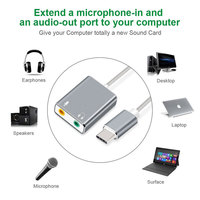 Externo USB 3,5mm HIFI Micrófono Soundbox Adaptador de auriculares TRS TRRS Tipo C Tarjeta de sonido USB para MacBook