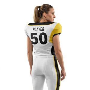 <b>White</b> Sleeveless American Football Jersey With Number 50 V-Neck Moisture Wicking Polyester Uniform For <b>Men</b> Adult Fitted Style - Product Image 6