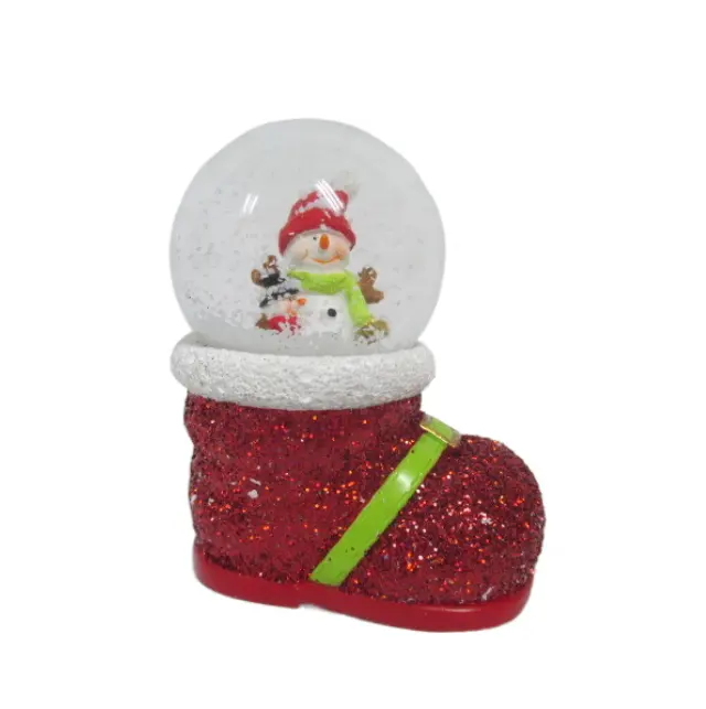 China Leveranciers 45Mm Sneeuwbol Kerstschoenen Gevormde Sneeuwman Santa Claus Water Globe Hars