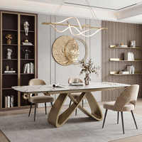 Table à manger rectangulaire extensible en pierre frittée avec base dorée au design italien moderne, livraison en 15 jours