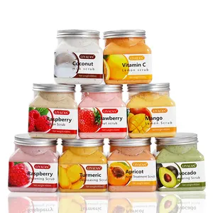 Fabricante Private Label Frutas Orgânicas Sal do Mar Lightening Glowing Skin Esfoliante Vegan Face e Body Scrub