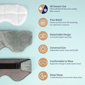 Máscara de ojos ponderada con calefacción Máscara de ojos ponderada de masaje con cuentas de vidrio Máscara de ojos con compresa fría ajustable Máscara de ojos para dormir - Product Image 4