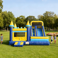 Château gonflable bleu commercial avec toboggan, prix usine, en PVC, pour saut et amusement