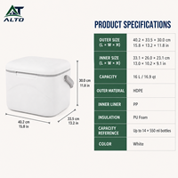 Glacière isotherme portable 16L en mousse PU, style chariot moderne, conservation de la glace 3 jours, pour le stockage thermique des aliments et des boissons à usage hospitalier