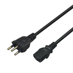 Cable de Alimentación CA Estándar Brasileño SIPU con Conector Hembra IEC, Clasificación IP11, Revestimiento de PVC para Electrodomésticos y Computadoras, Color Negro - Product Image 6