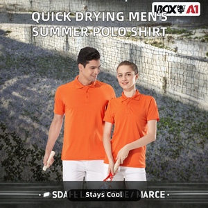 <b>Orange</b> Short Sleeve Knitted <b>Polo</b> Shirt Breathable Solid Casual Men's <b>Polo</b> Shirts - Product Image 2