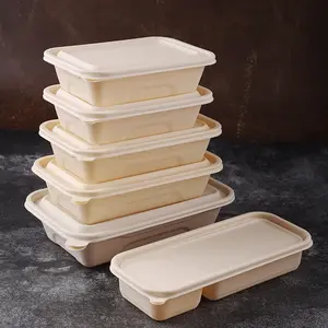 850ml 9" Refrigerator Safe Eco Friendly Biodegradable 100% Compostable Take Away Food Packaging Clamshell Recycling
