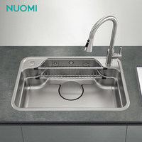NUOMI LEIGHTON X Évier de cuisine multifonction en acier inoxydable finition perlée Grand évier à cuvette unique Lavabo pour la cuisine