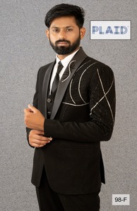 Lujoso traje de chaqueta para hombre con chaleco coordinado y pantalones formales hechos para celebraciones, festivales y fiestas de compromiso - Product Image 4