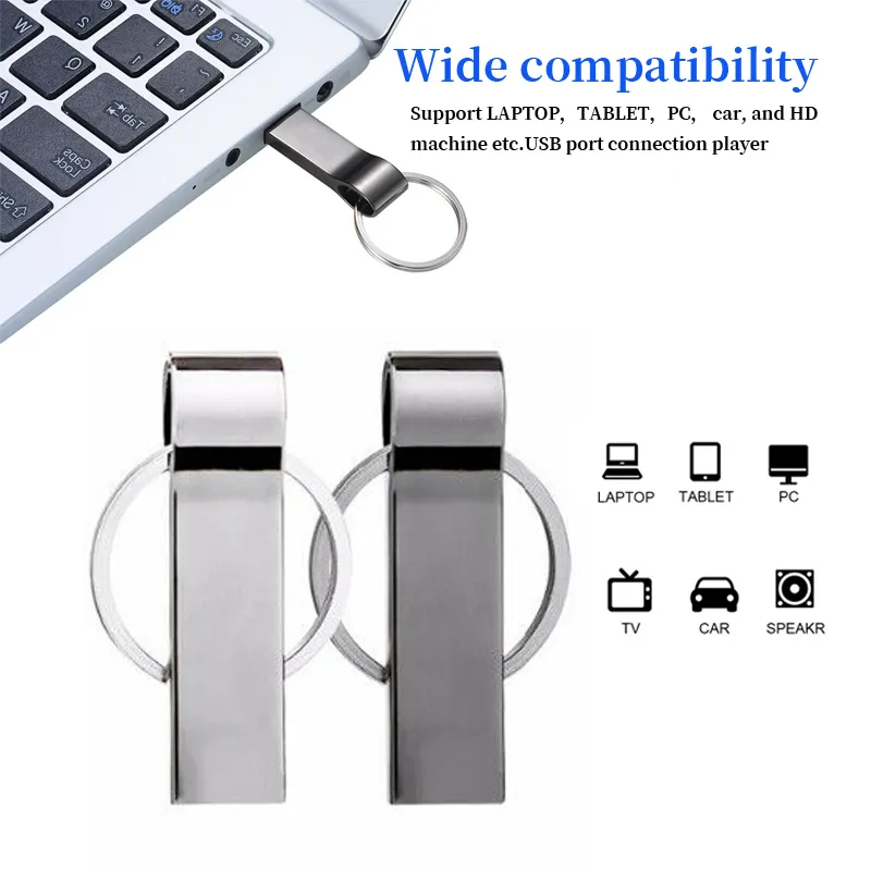 Usb 2.0 Metal Flash Drive, gantungan kunci Flash Drive Usb kustom 8GB 4GB 2GB 1GB dengan Logo