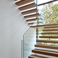 Escalier flottant sans poteaux, entièrement dissimulé dans le mur, escalier cantilever intérieur