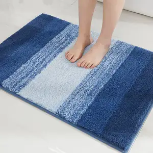 Alfombra de baño de lujo al por mayor, alfombra de baño de microfibra extrasuave y absorbente, alfombra de baño peluda de felpa antideslizante