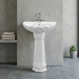 White Round Ceramic Pedestal Wash Basin Custom Size Modern Bathroom Sink Sanitary Ware Wholesaler - Product Image 2
