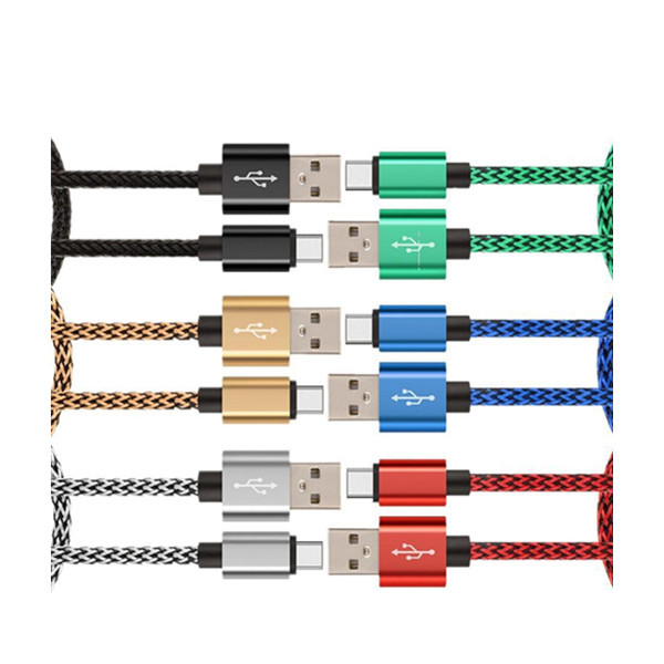 1M Nylon Braided USB Type-C to Micro USB Fast Charging Cable for Mobile Phone and Computer