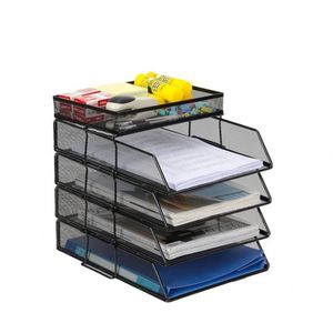 <b>Metal</b> A4 Paper Filing Trays 5 Tiers Stackable <b>File</b> Tray Mesh Desk <b>File</b> Organizer - Product Image 4