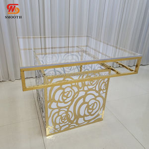 Table en métal à motif creux doré lisse pour les salles de réception de mariage, les événements d'anniversaire et les décorations de fête pour les hôtels et les salles à manger - Product Image 2