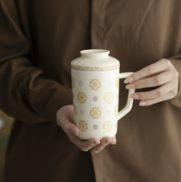 Ensemble de trois tasses à motif Baoxiang de style chinois avec couvercle, filtre, infuseur à thé, tasse à eau de bureau, cadeau, vente en gros