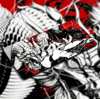 Alfombrilla de Ratón para Juegos Estilo Japonés con Diseño de Guerrero Dragón Negro y Rojo, Alfombrilla de Escritorio Extragrande con Base de Goma, para Teclado de PC, Oficina y Hogar