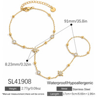 Pulsera de Cadena de Acero Inoxidable SUMMLY con Cuentas de Estrella de Ocho Puntas Apilables de Zirconia, de Moda y Tendencia, para Fiesta de Mujer